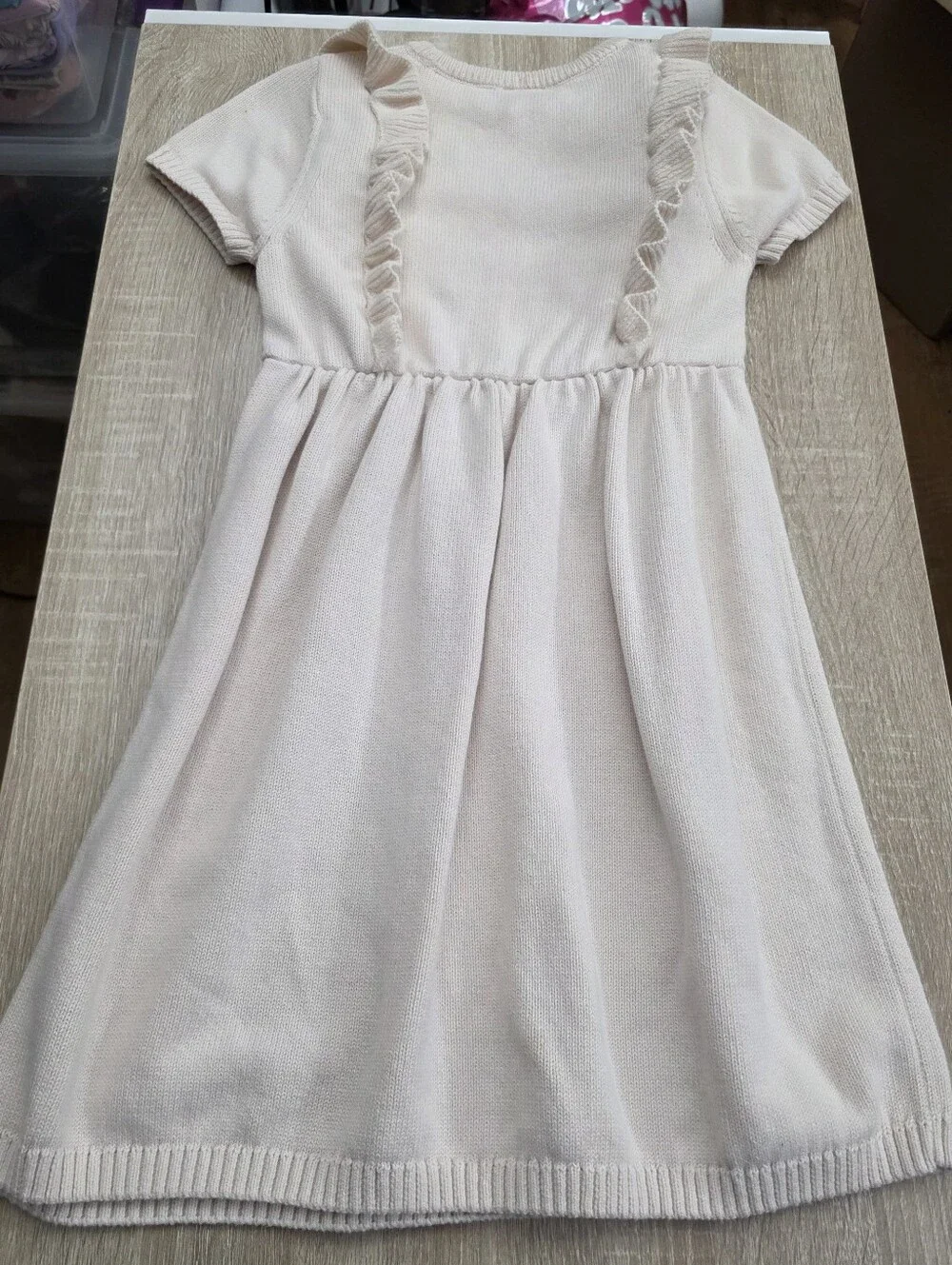 Gymboree Girls Country Charm Cream & Blue Floral Knit Sweater Dress Size 12 NEW